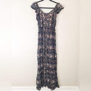 Angie Black and White Floral Maxi Dress